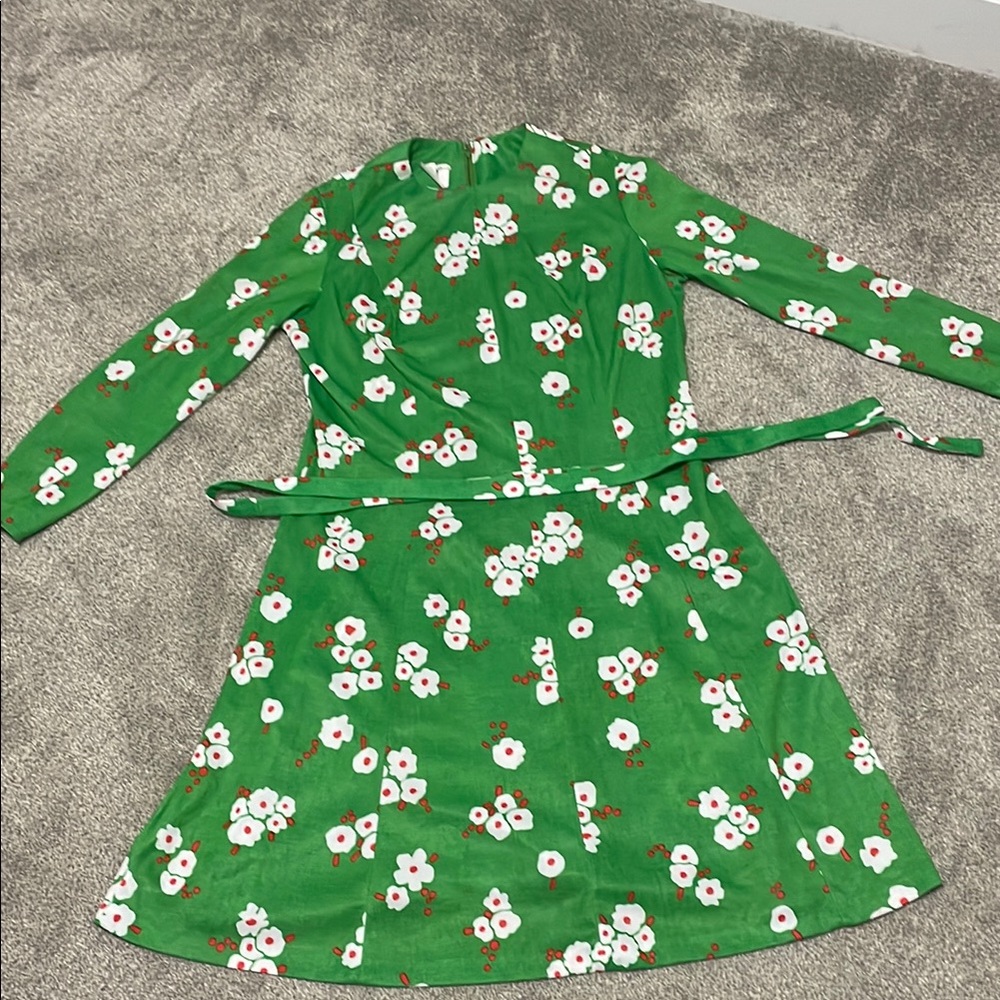 Vintage Floral Long Sleeve Midi Dress